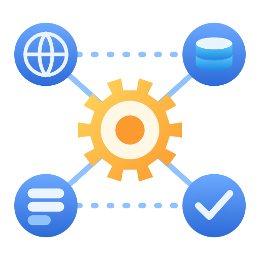 Connected agent nodes around a central orchestrator gear